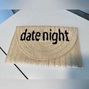 Btb Los Angeles Woven Clutch with 'Date Night' Embroidery